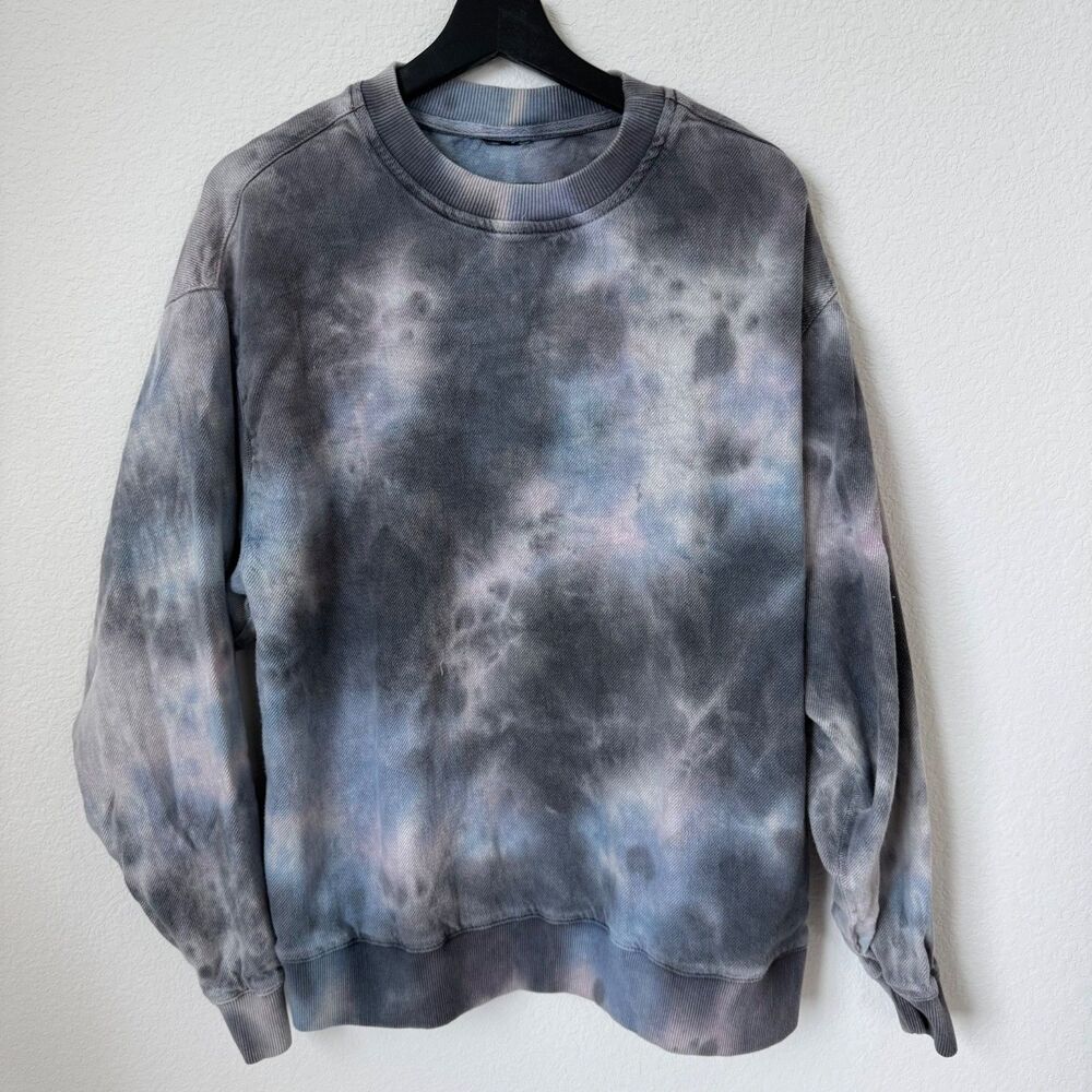 Zara Men's Tie Dye Crewneck Ribbed Collar & Cuffs Long Sleeves Sweatshirt, M
